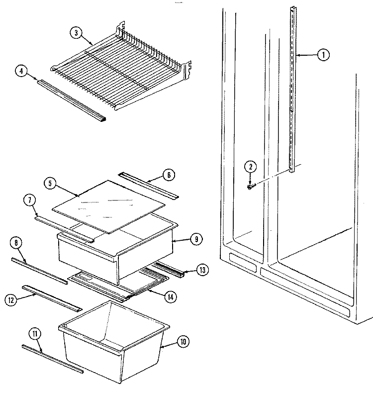SHELVES & ACCESSORIES Diagram and Parts List for HRNS2035A DP04A Hoover Refrigerator