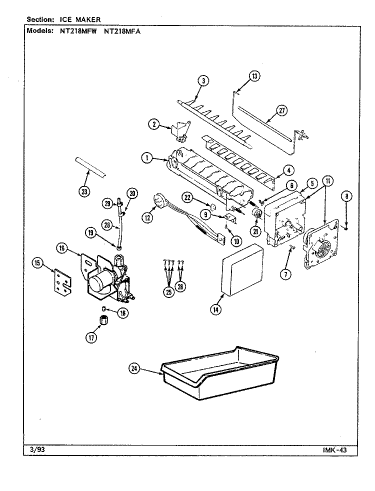 ICE MAKER Diagram and Parts List for NT218MFA DD74A Admiral Refrigerator