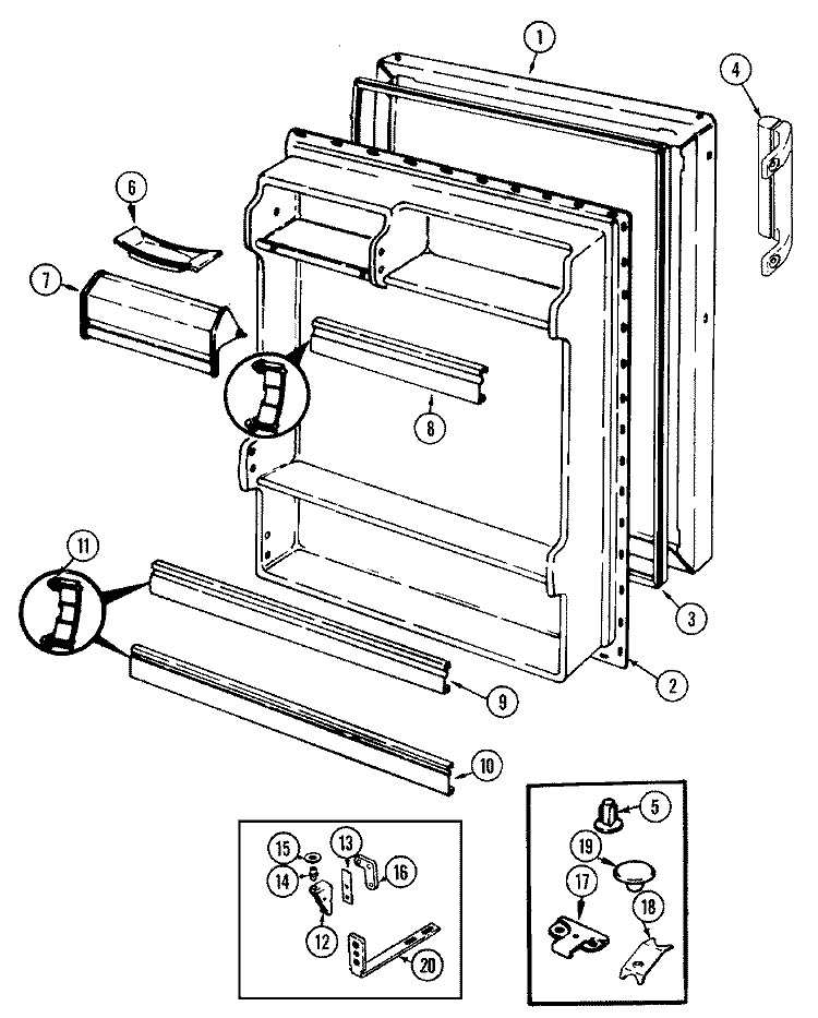 FRESH FOOD DOOR Diagram and Parts List for NT156MW DC05B Admiral Refrigerator