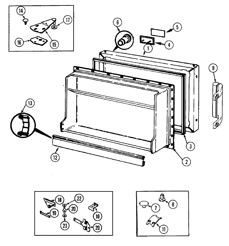 FREEZER DOOR Diagram and Parts List for NT156MW DC05B Admiral Refrigerator