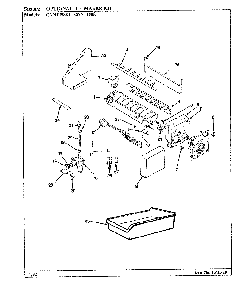 OPTIONAL ICE MAKER KIT Diagram and Parts List for CNNT198KL BF52C Maytag Refrigerator