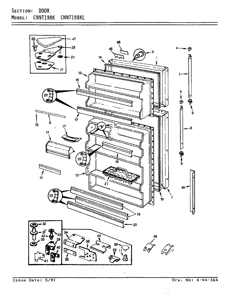 DOOR Diagram and Parts List for CNNT198KLA AF52A Admiral Refrigerator