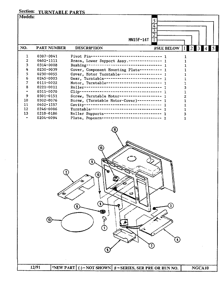 TURNTABLE Diagram and Parts List for MN15F-14T  Norge Microwave