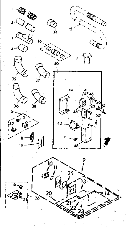 Wall Valve Assembly Diagram and Parts List for 11640240  Kenmore Central Vacuum
