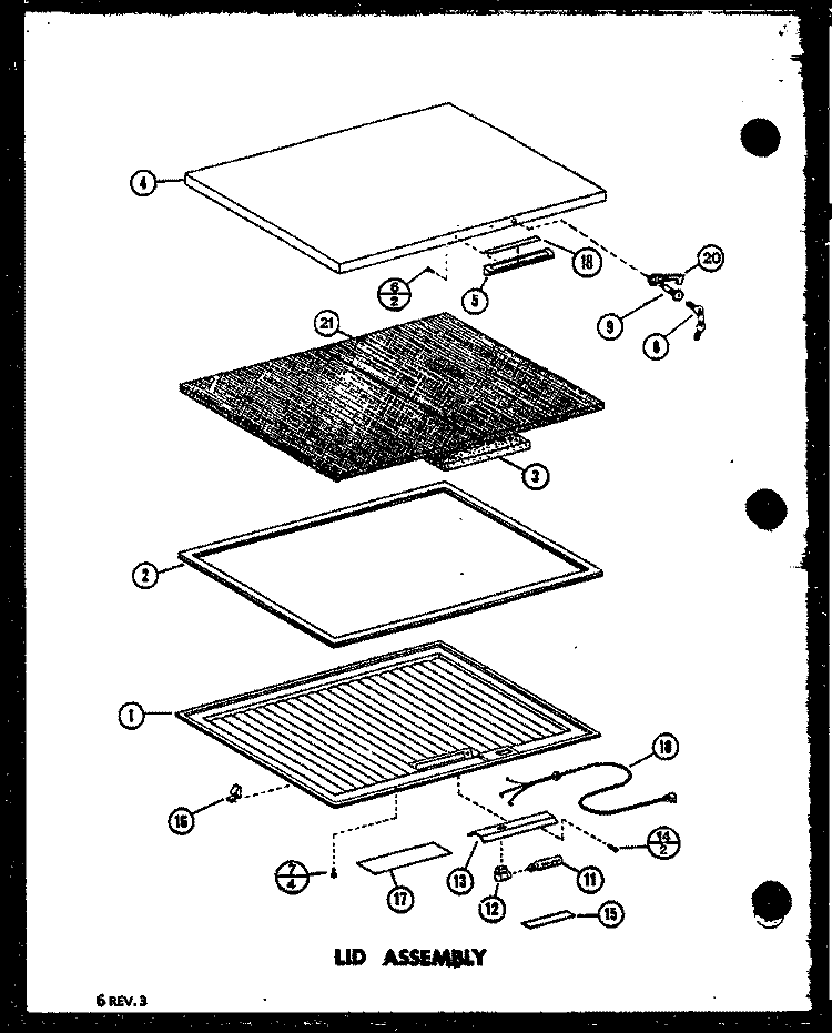 LID ASSY Diagram and Parts List for C15B3W P1125003W Amana Freezer