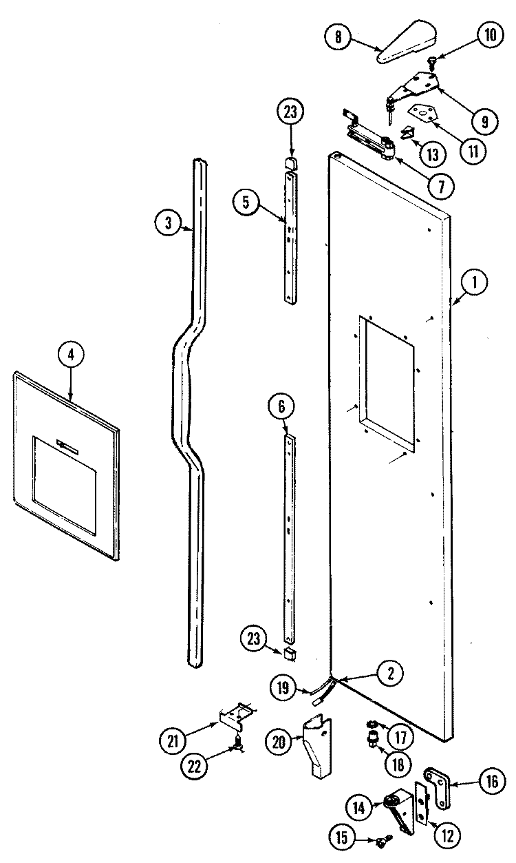 FREEZER OUTER DOOR Diagram and Parts List for RSWA278AAM  Admiral Refrigerator