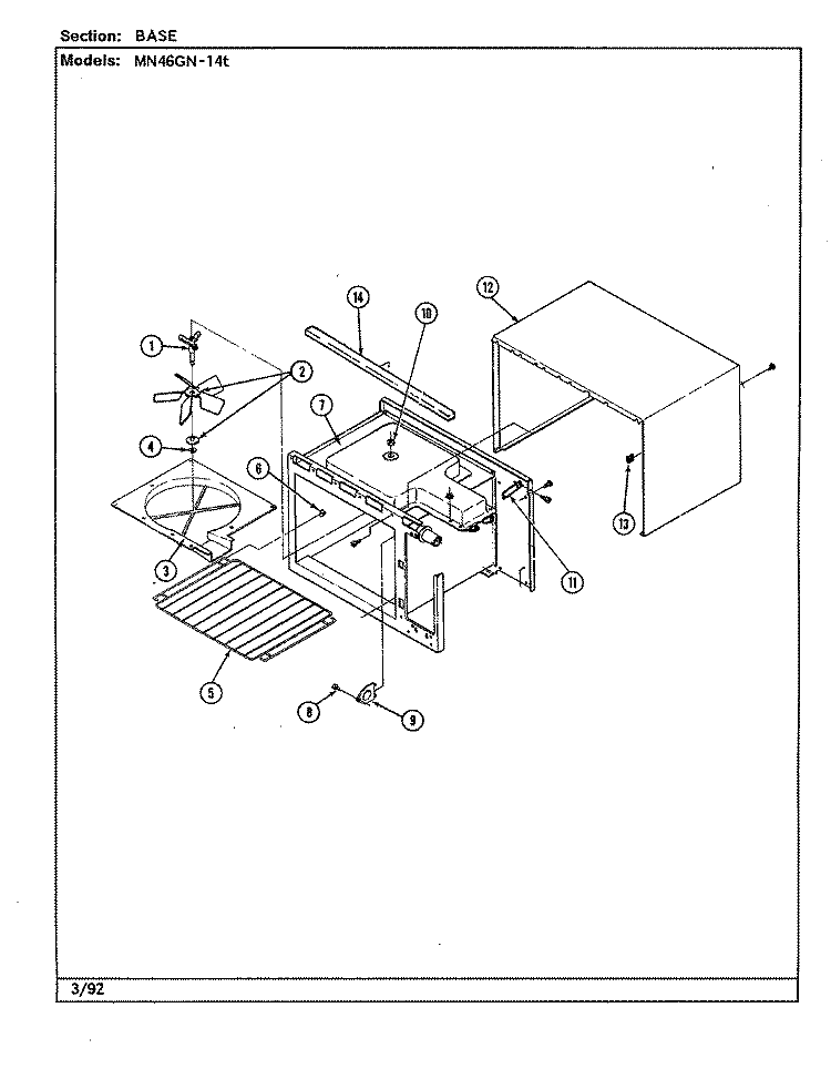 BASE Diagram and Parts List for MN46GN-14T  Norge Microwave