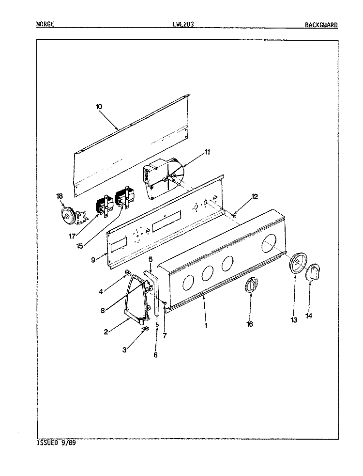 CONTROL PANEL (REV. A - D) Diagram and Parts List for LWL203H  Amana Washer