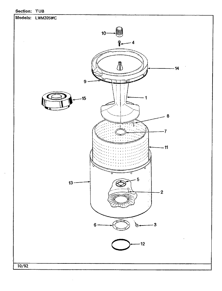 TUB (REV. A - D) (WHT) Diagram and Parts List for LWM205WC  Amana Washer