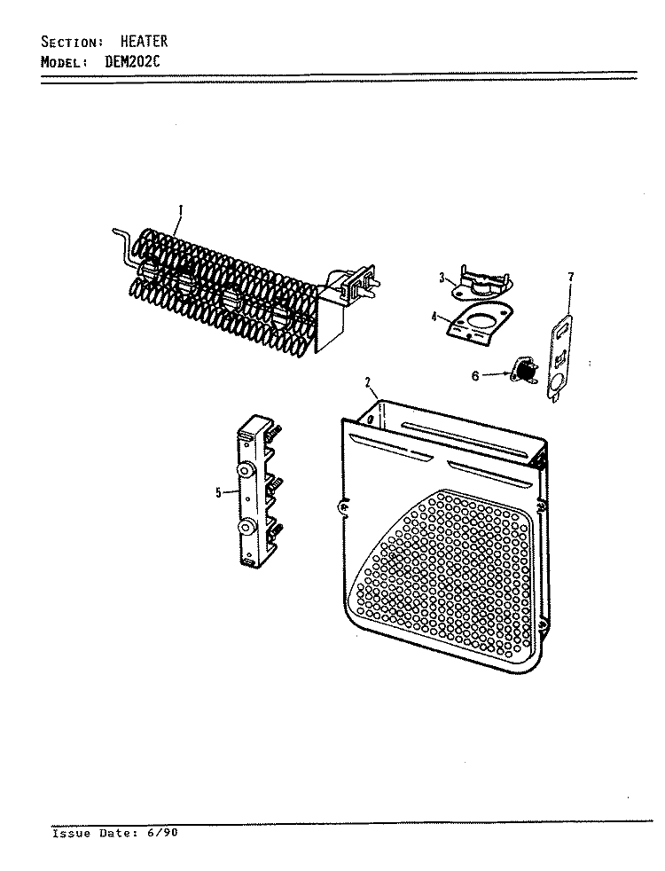 HEATER (REV. A - D) Diagram and Parts List for DEM202WC  Norge Dryer