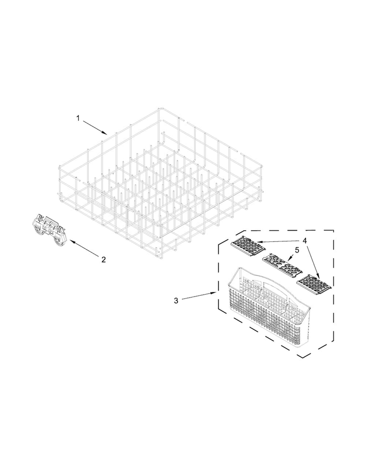 Lower Rack Parts Diagram and Parts List for MDB4949SDH2  Maytag Dishwasher