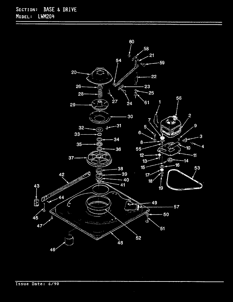 BASE & DRIVE (REV. A - D) Diagram and Parts List for LWM204H  Amana Washer