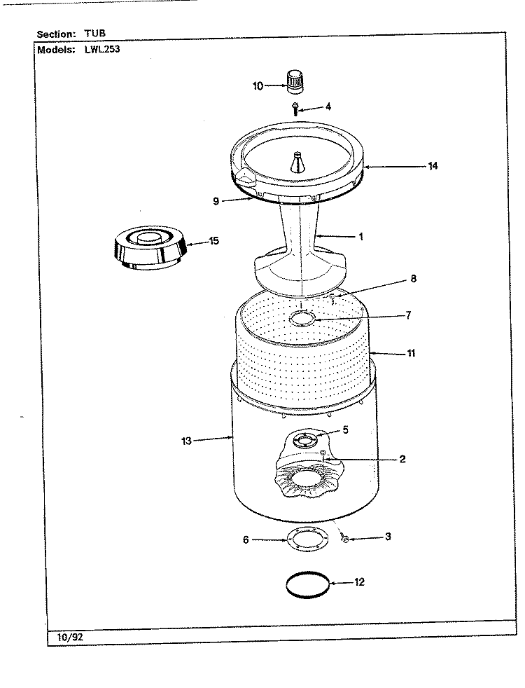 TUB (REV. G - L) Diagram and Parts List for LWL253H  Amana Washer