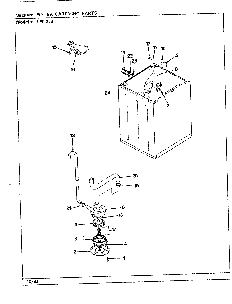 WATER CARRYING (REV. G - L) Diagram and Parts List for LWL253H  Amana Washer