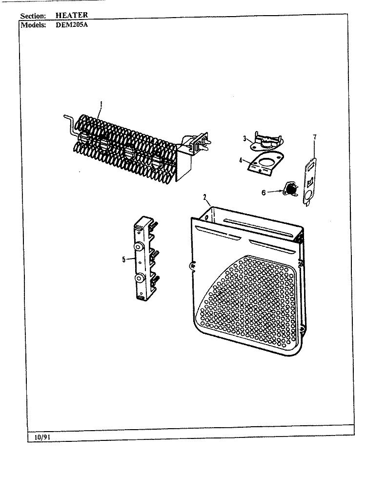 HEATER (ORIG. REV. A - D) (ALM) Diagram and Parts List for DEM205A  Norge Dryer