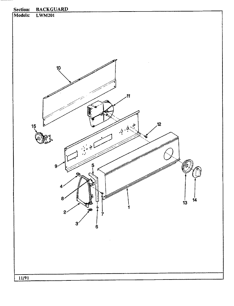 CONTROL PANEL (REV. A) Diagram and Parts List for LWM201H  Amana Washer