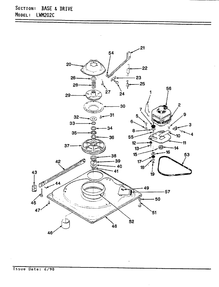 BASE & DRIVE (REV. A - D) Diagram and Parts List for LWM202AC  Amana Washer