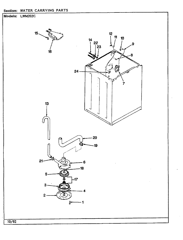 WATER CARRYING (REV. K) Diagram and Parts List for LWM202AC  Amana Washer