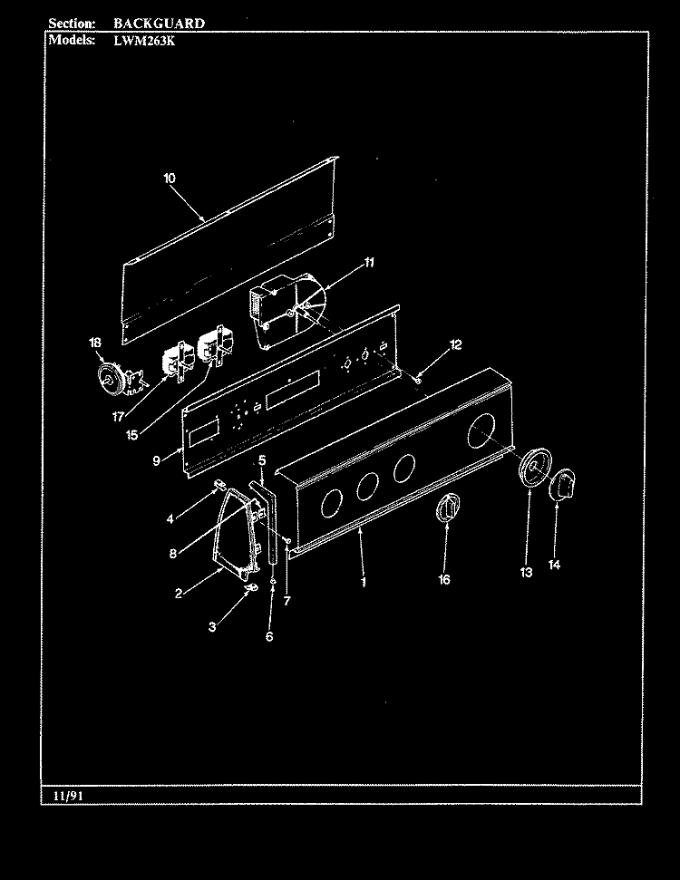 CONTROL PANEL Diagram and Parts List for LWM263KA  Amana Washer