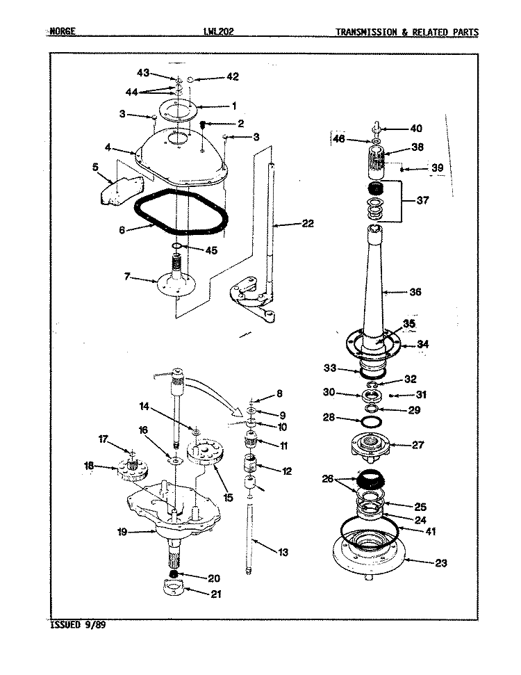 TRANSMISSION (ORIG. REV. A) Diagram and Parts List for LWL202H  Amana Washer