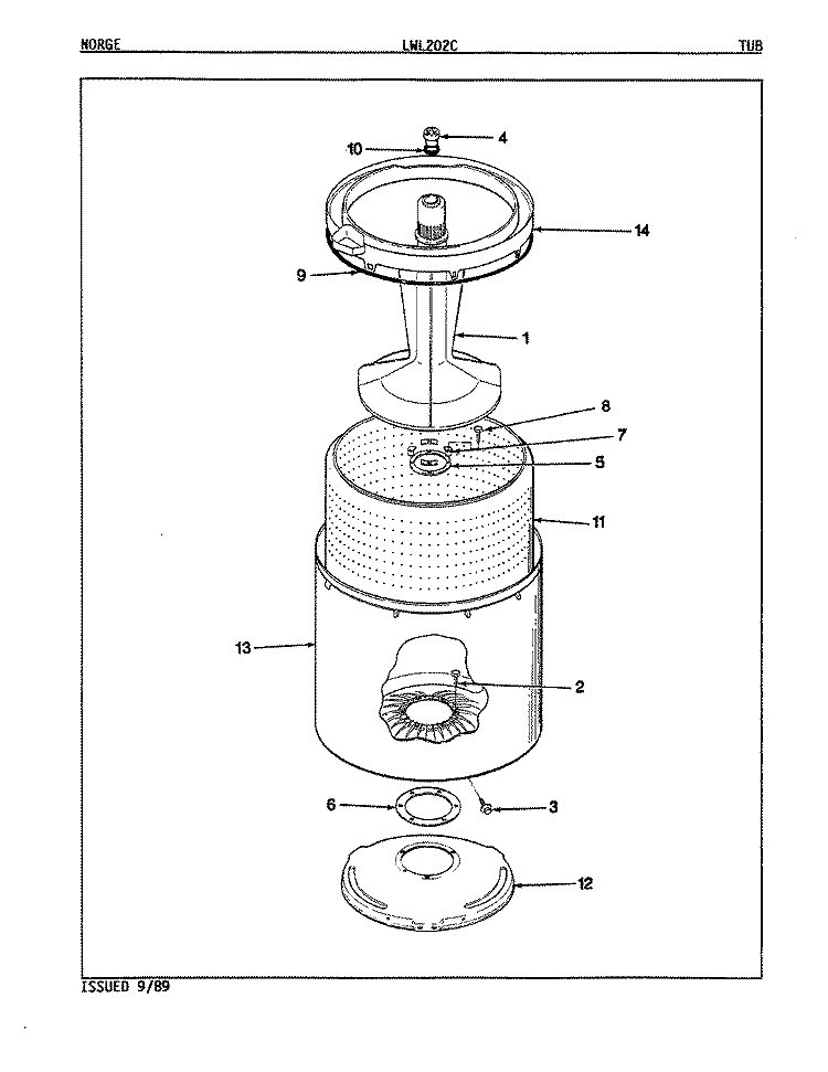 TUB (ORIG. REV. A) Diagram and Parts List for LWL202HC  Amana Washer