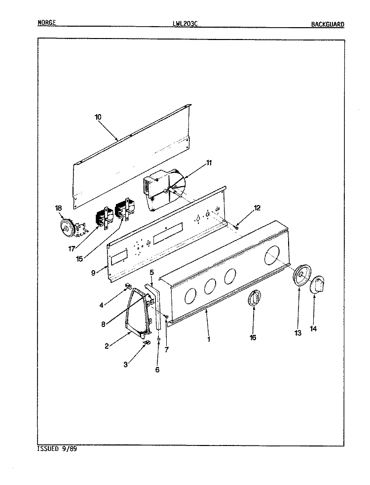 CONTROL PANEL (ORIG. REV. A - D) Diagram and Parts List for LWL203HC  Amana Washer