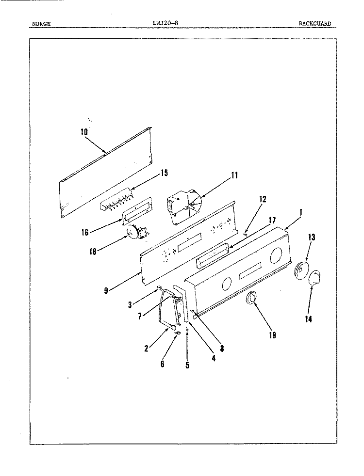 CONTROL PANEL (ORIG. REV. A) Diagram and Parts List for LWJ208H  Norge Washer
