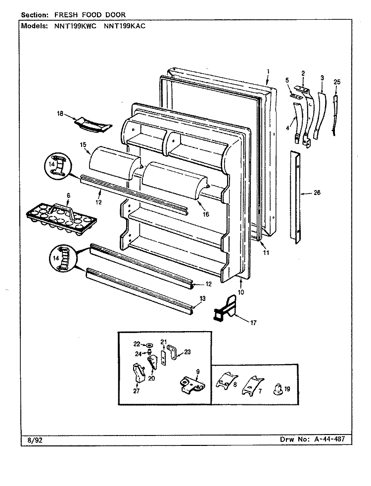 FRESH FOOD DOOR Diagram and Parts List for NNT199KAC CC69A Admiral Refrigerator