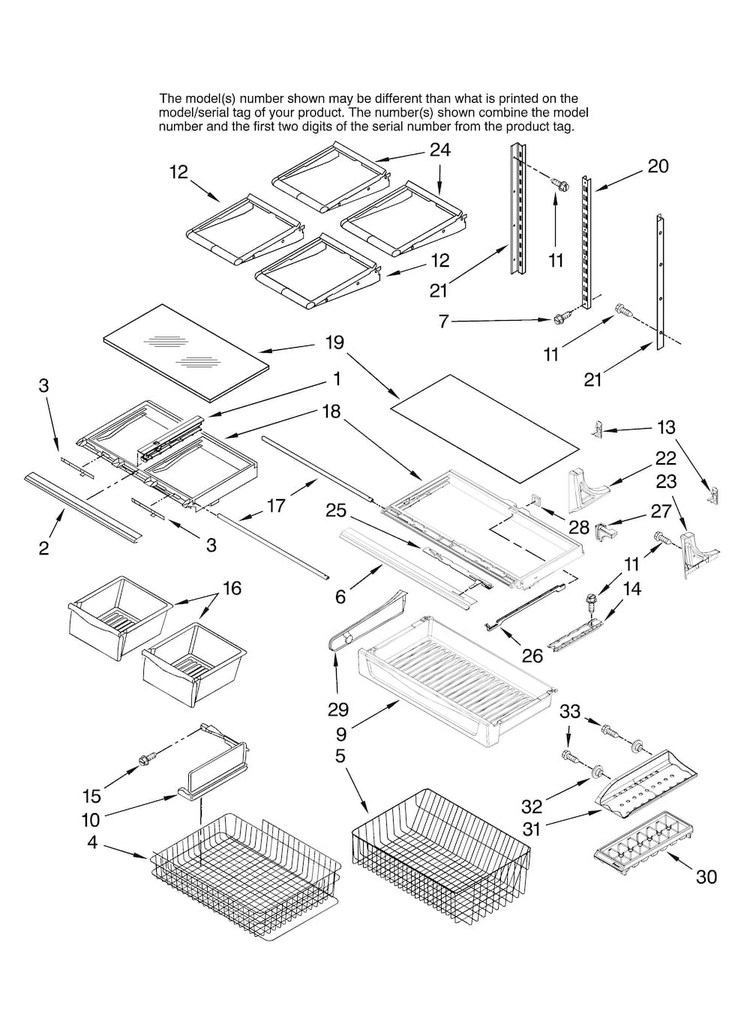 Shelf Parts Diagram and Parts List for AB2225PEKW12  Amana Refrigerator
