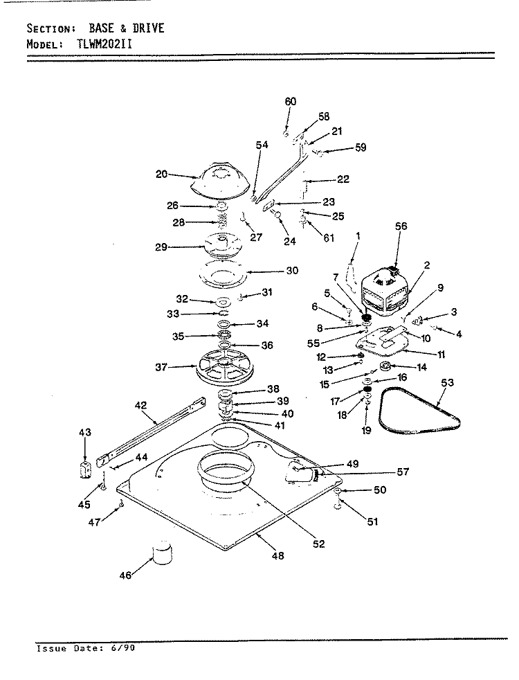 BASE & DRIVE (REV. E) Diagram and Parts List for TLWM202IIA  Norge Washer