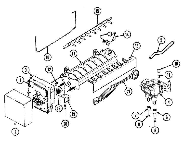ICE MAKER Diagram and Parts List for RSW22E0DAM  Maytag Refrigerator