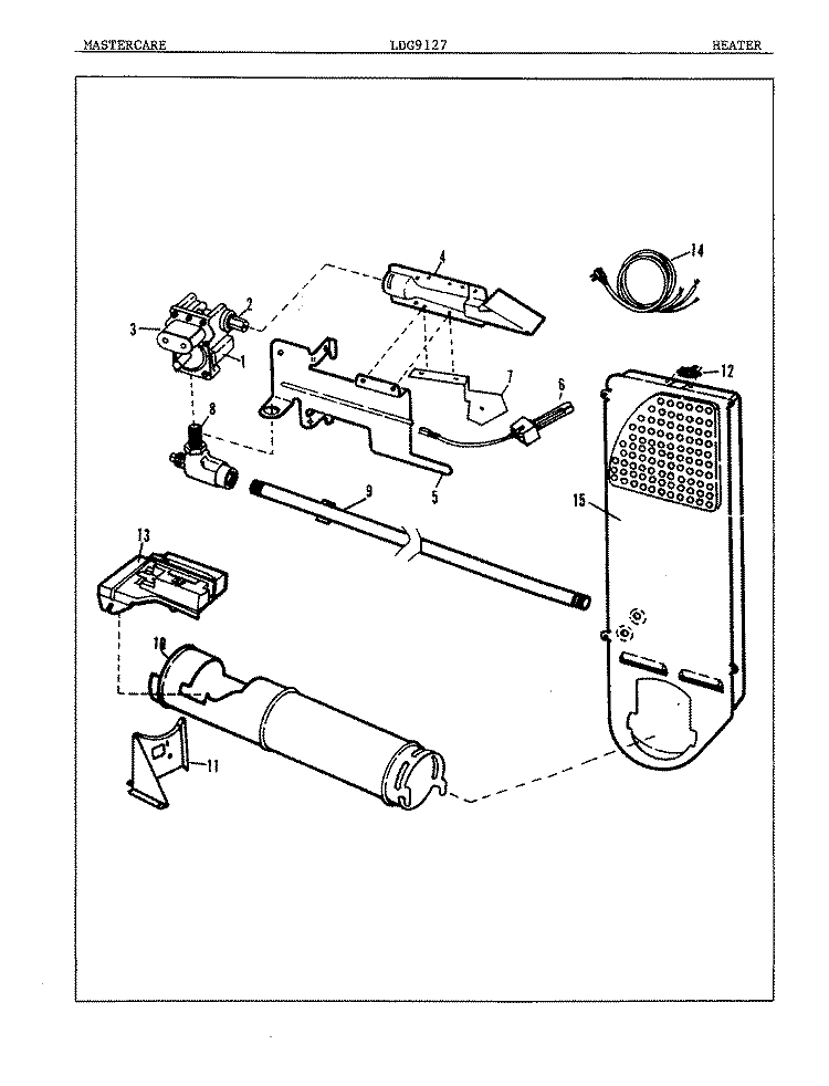 HEATER Diagram and Parts List for LDG9127W  Norge Dryer
