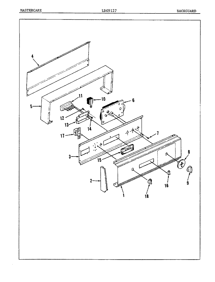 CONTROL PANEL Diagram and Parts List for LDG9127W  Norge Dryer