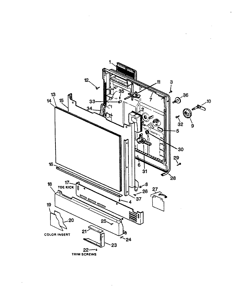DOOR Diagram and Parts List for NDU2CA-01  Norge Dishwasher