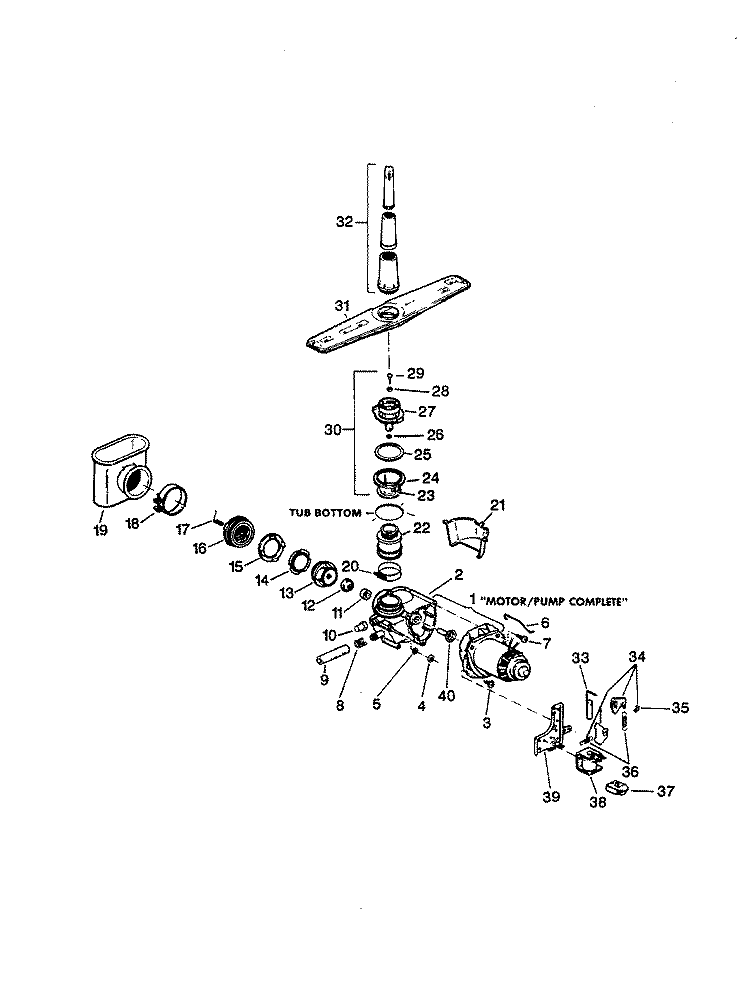 MOTOR - PUMP Diagram and Parts List for NDU2CA-01  Norge Dishwasher