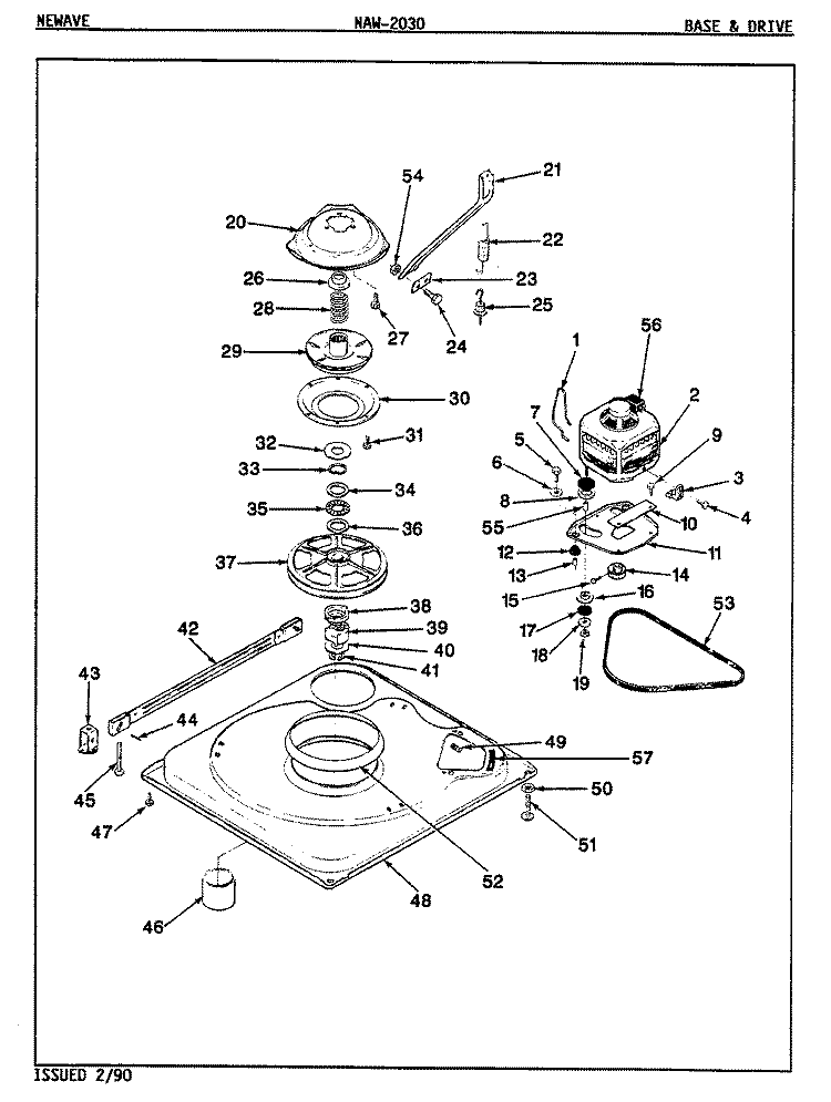 BASE & DRIVE (REV. E) Diagram and Parts List for NAW2030W  Maytag Washer