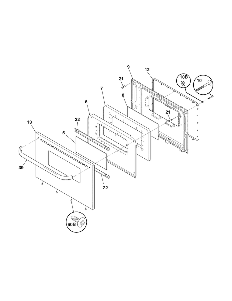 Door Diagram and Parts List for CRG3120PWA  Crosley Range