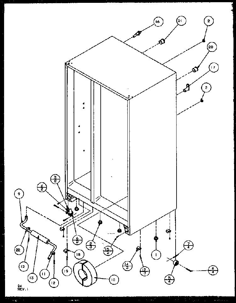 Drain And Rollers Diagram and Parts List for SQD25MB3W-P1153404WW  Amana Refrigerator