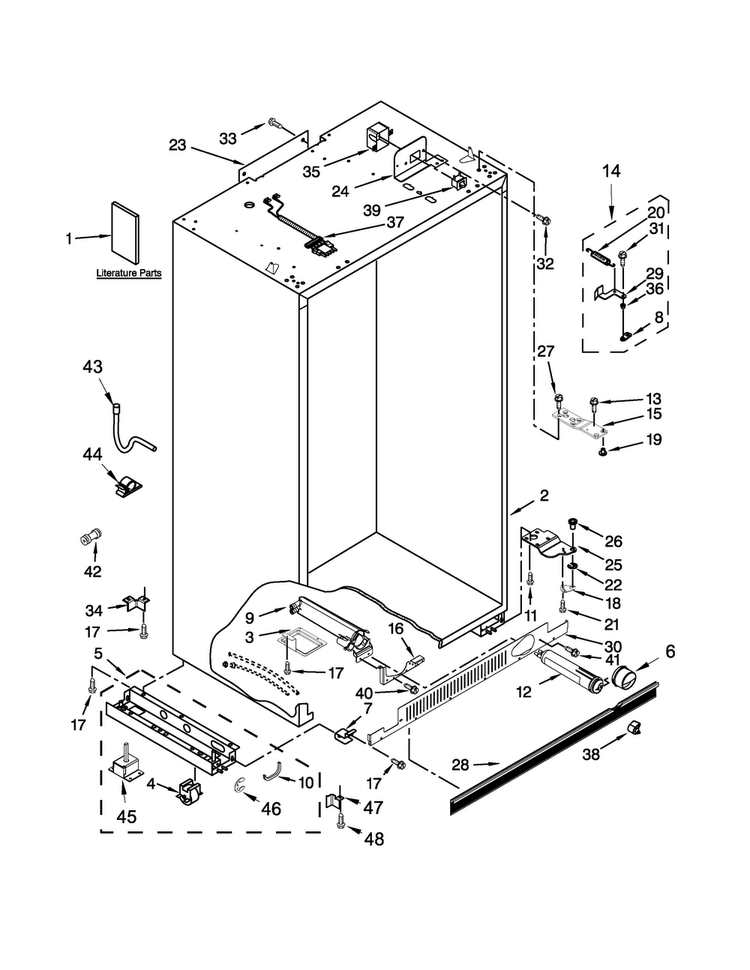 Cabinet Parts Diagram and Parts List for JS42PPDUDB20  Jenn-Air Refrigerator
