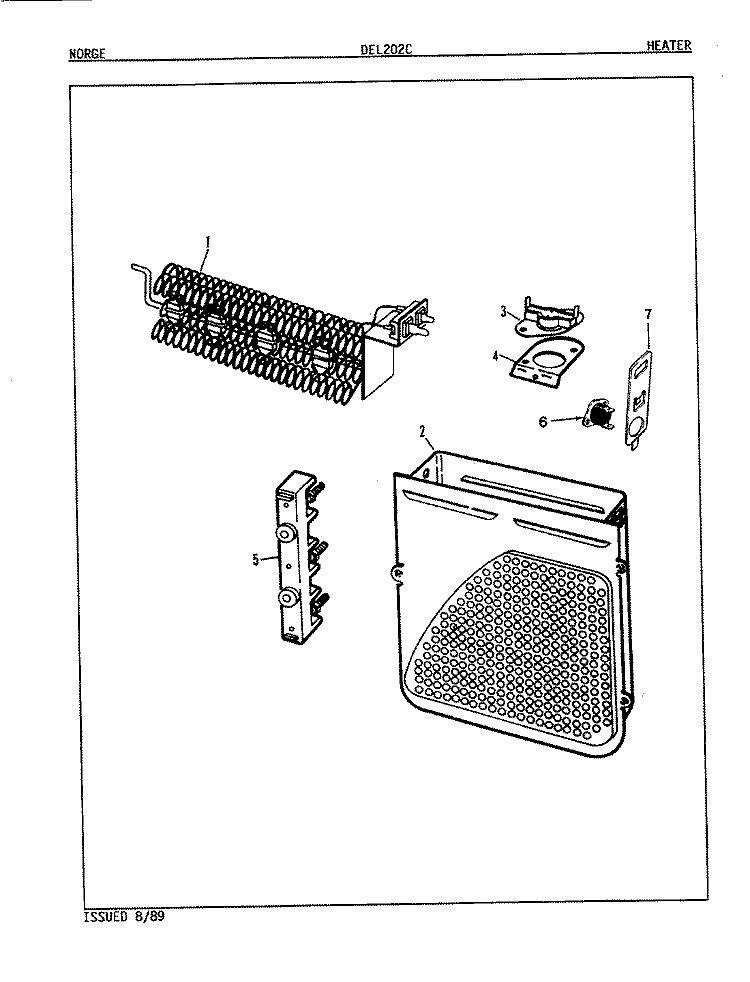 HEATER (ORIG. REV. A - B) Diagram and Parts List for DEL202WC  Norge Dryer