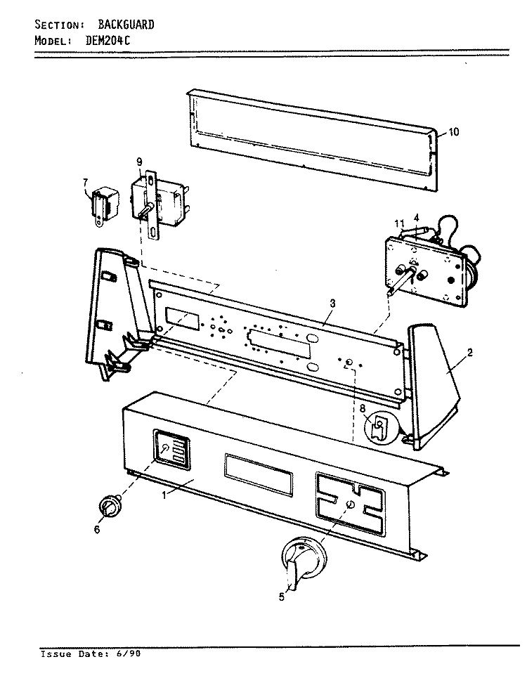 CONTROL PANEL (ORIG. REV. A) Diagram and Parts List for DEM204AC  Norge Dryer