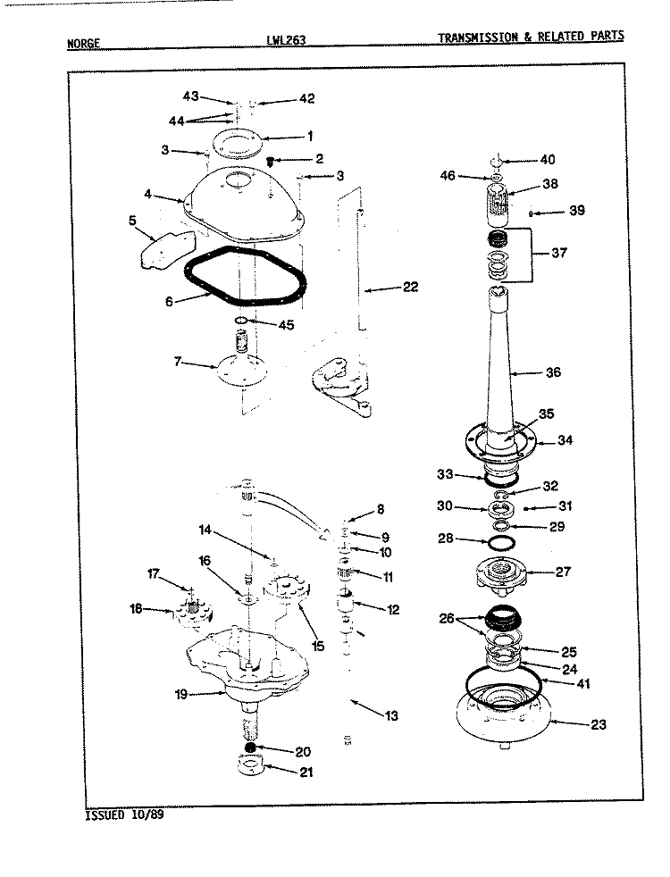 TRANSMISSION & RELATED PARTS (REV. E - F) Diagram and Parts List for LWL263W  Amana Washer