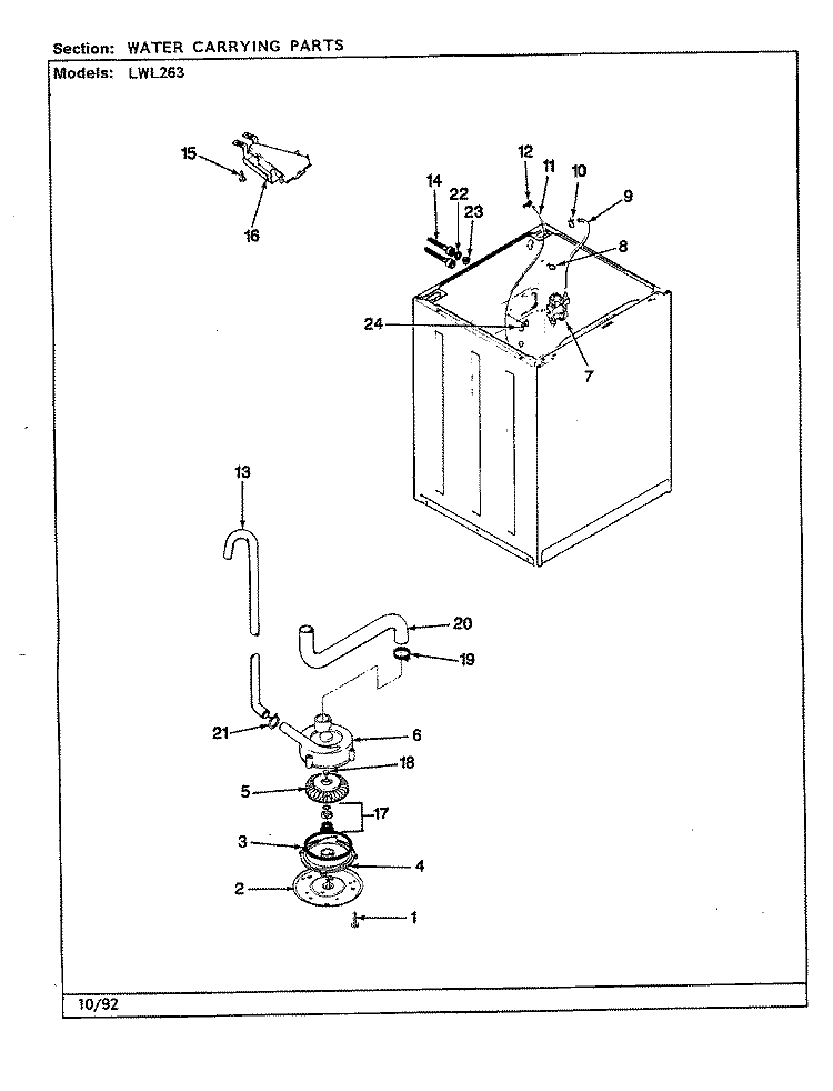 WATER CARRYING (REV. G - L) Diagram and Parts List for LWL263W  Amana Washer