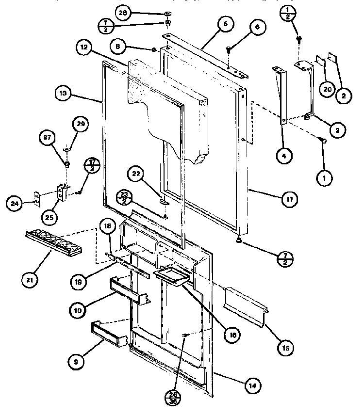 Refrigerator Door Diagram and Parts List for TL18G-P75535-10W  Amana Refrigerator