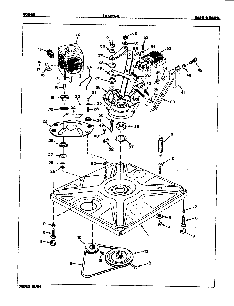 BASE & DRIVE (ORIG. REV. A) Diagram and Parts List for LWK206W  Norge Washer