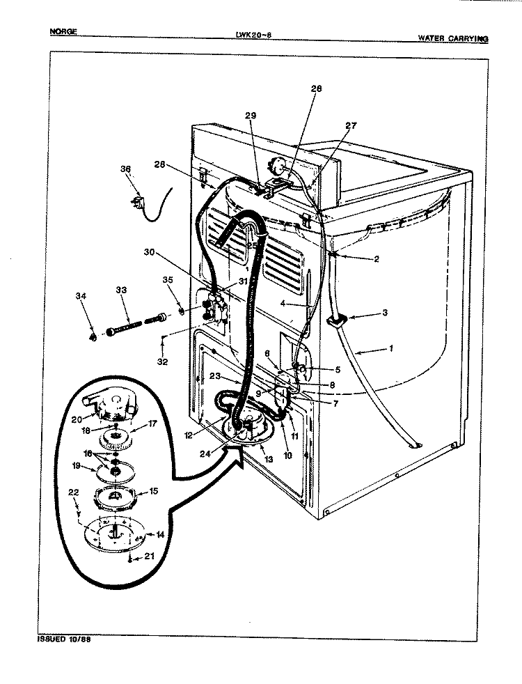 WATER CARRYING (ORIG. REV. A) Diagram and Parts List for LWK208W  Norge Washer