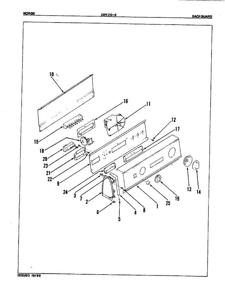 CONTROL PANEL (ORIG. REV. A) Diagram and Parts List for LWK208W  Norge Washer