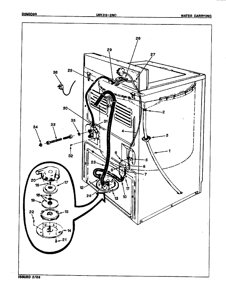 WATER CARRYING (ORIG. REV. A) Diagram and Parts List for LWK202AC  Norge Washer