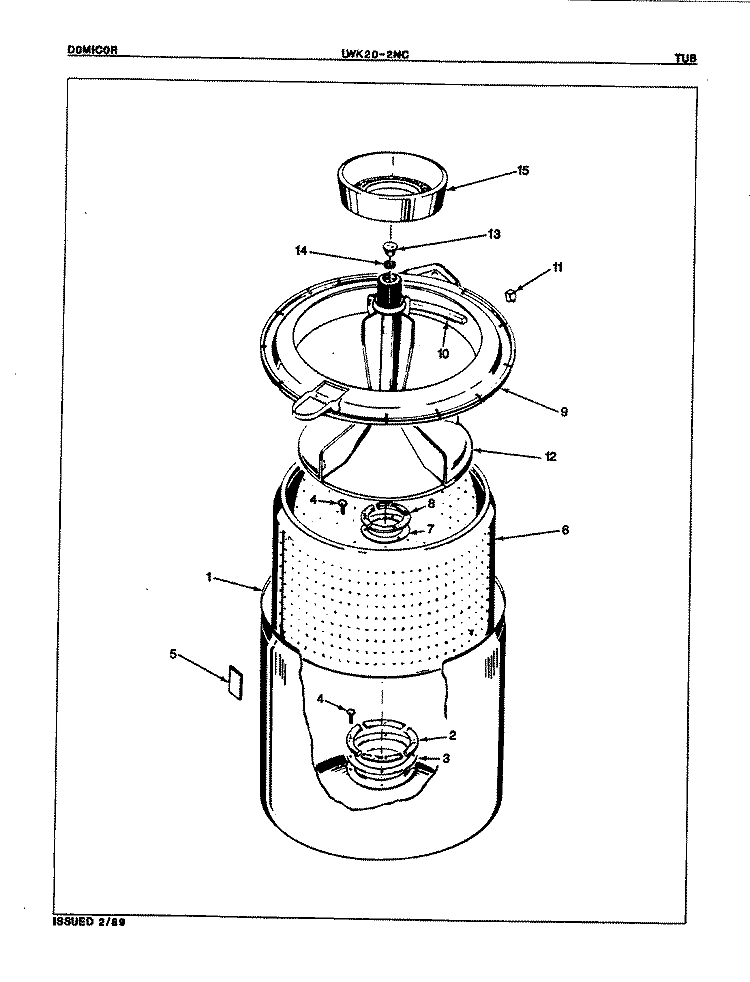 TUB (ORIG. REV. A) Diagram and Parts List for LWK202AC  Norge Washer