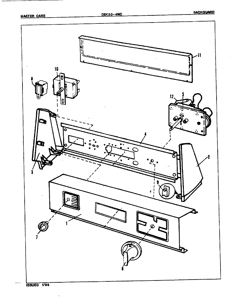 CONTROL PANEL (ORIG. REV. A) Diagram and Parts List for DEK204HC  Norge Dryer
